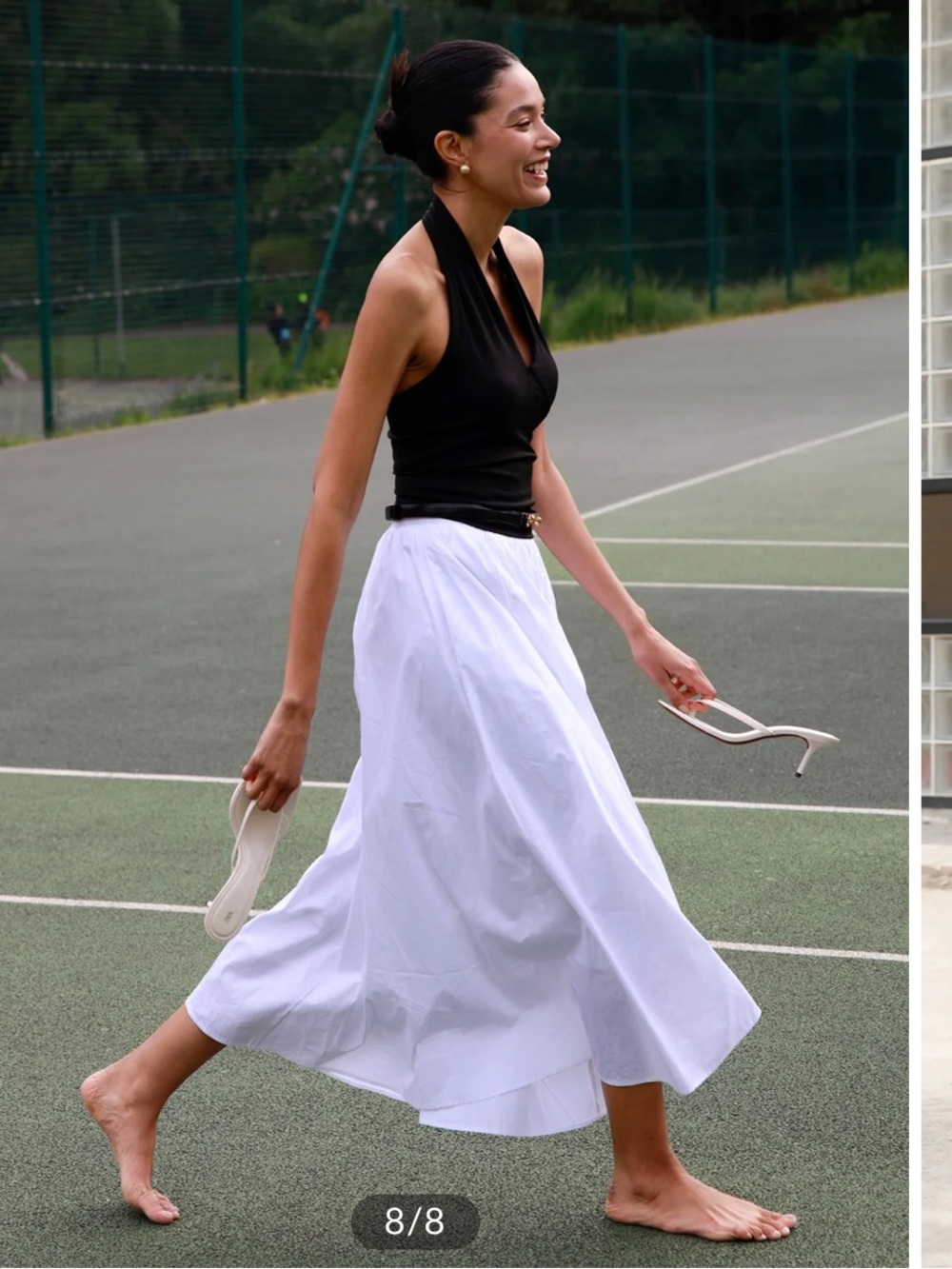 Commense white maxi pleated cotton skirt NWT - Picture 8 of 8